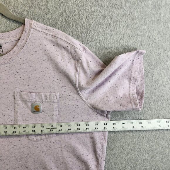 Carhartt Shirt Womens 1X Pink Speckled Pocket Tee Textured Loose Fit Heavy - Picture 5 of 10